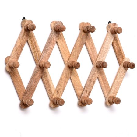 13 Peg Adjustable Foldable Wall Hanger Wooden Wall Mounted Cloth Hook